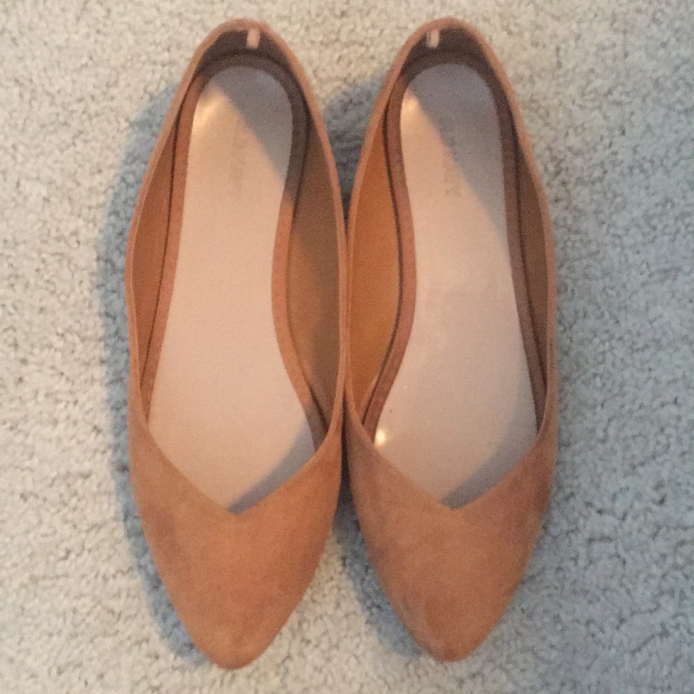 Old Navy Suede Tan Pointed Toe Ballet Flat